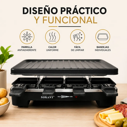 Plancha Eléctrica Sokany Multifuncional Parrilla 8 Puestos