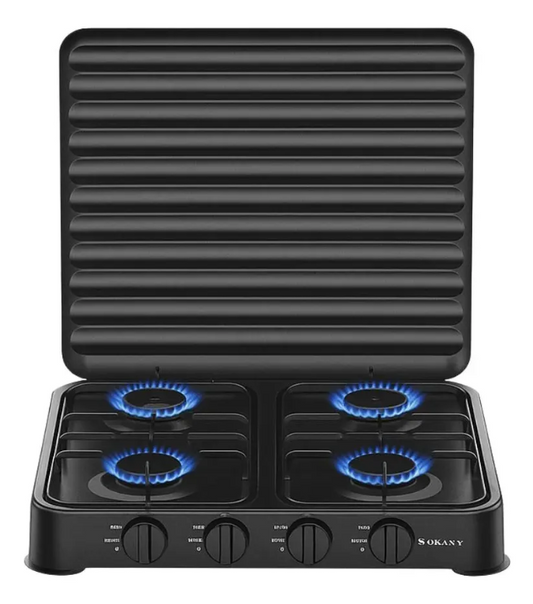 Estufa De Gas Sokany 4puestos 8.8kw Acero Inoxidable Sk-6004
