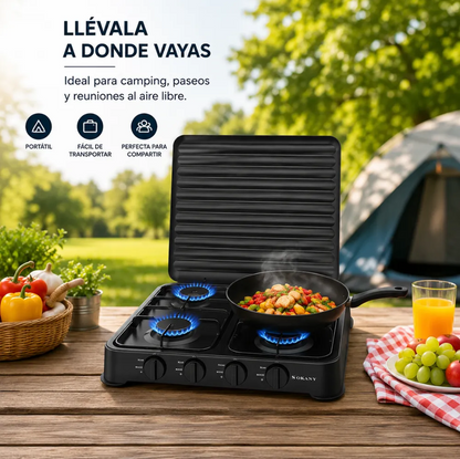 Estufa De Gas Sokany 4puestos 8.8kw Acero Inoxidable Sk-6004
