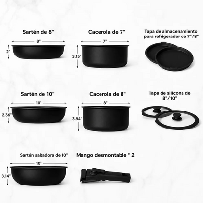 Batería Juego De Ollas Granito 11 Piezas Antiadherentes