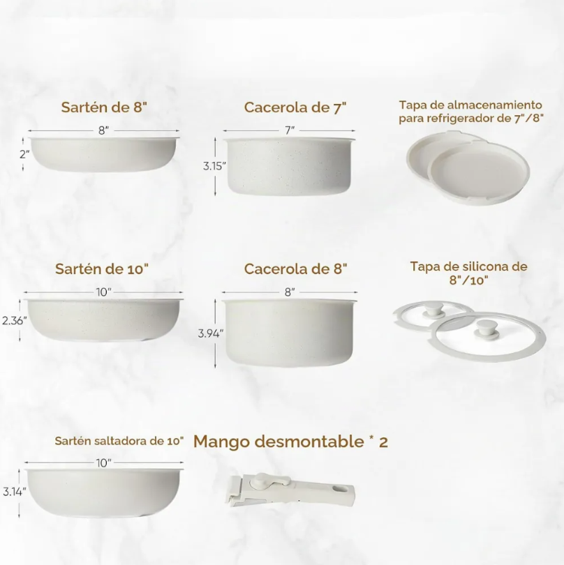 Batería Juego De Ollas Granito 11 Piezas Antiadherentes