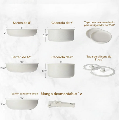 Batería Juego De Ollas Granito 11 Piezas Antiadherentes