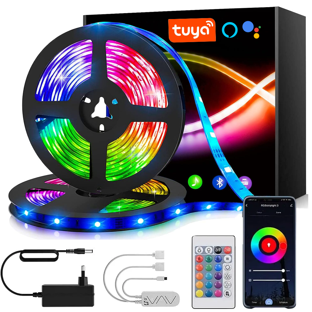 Cinta LED RGB 10M Wifi Control Por Voz App Tuya Alexa Google – COLMETECNO
