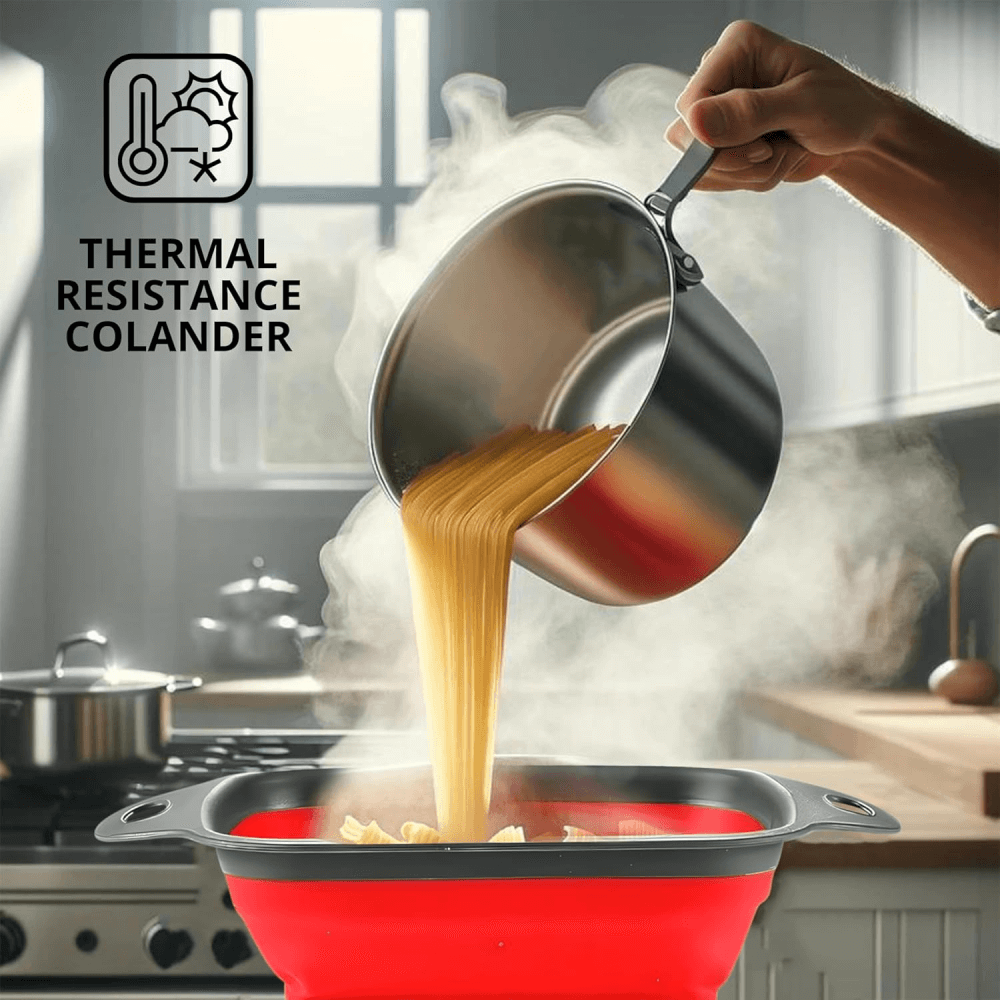 Colador Plegable De Silicona Escurridor Cuadrado Set X2 Und