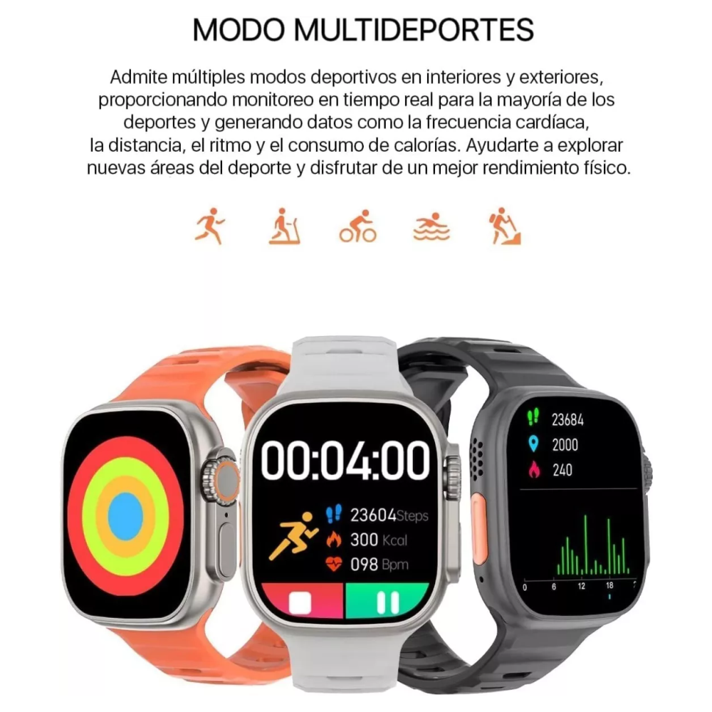 Combo Reloj Smartwatch Ultra Q9 Llamadas Auriculares Touch