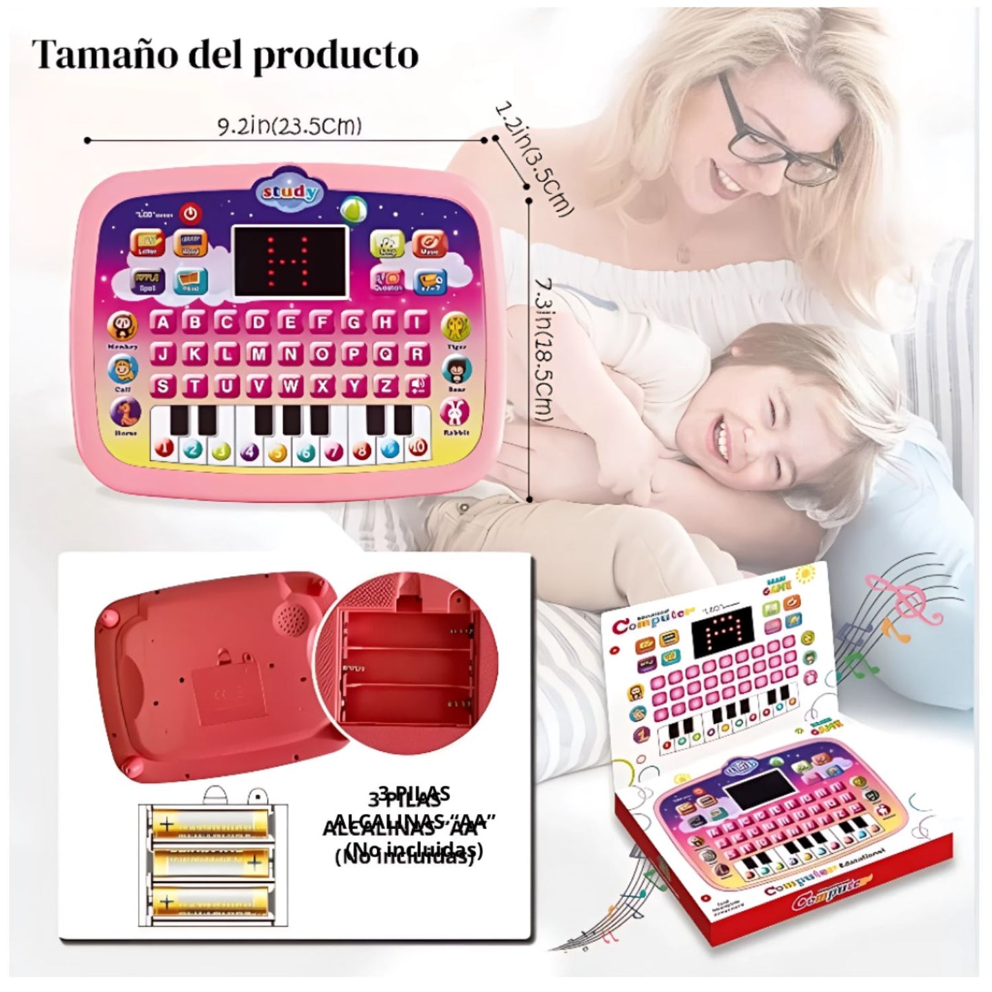 Piano Computador Didáctico Infantil Educativo Portátil