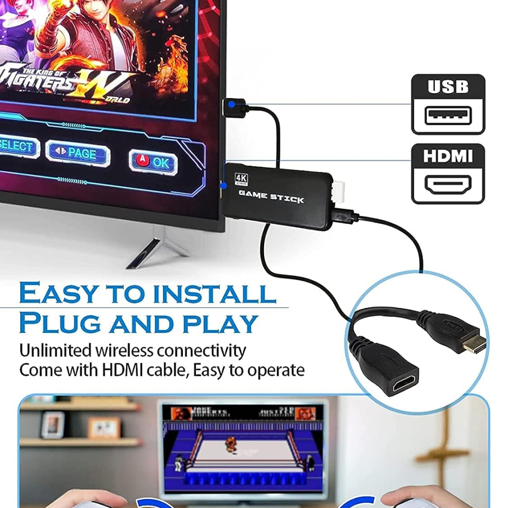 Consola Inalambrica Game Stick P5 HDMI 4K 15.000 Juegos Clásicos