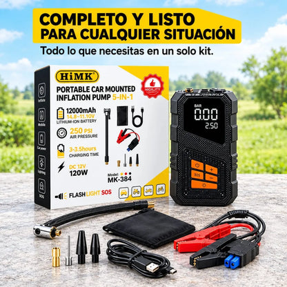 Arrancador De Batería Iniciador 12v Compresor Portátil 5en1