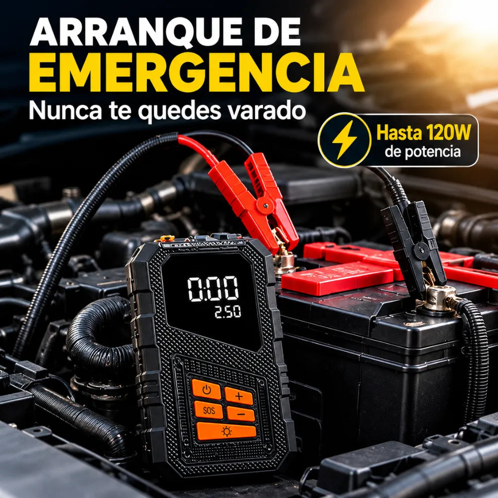 Arrancador De Batería Iniciador 12v Compresor Portátil 5en1