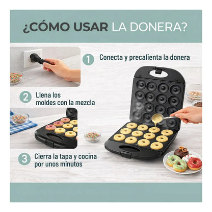 Maquina Mini Donas Eléctrica Antiadherente X16 Sokany Sk0800