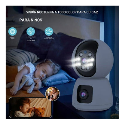 Cámara De Seguridad Doble Lente Ip Wifi Interior App Icsee Q10