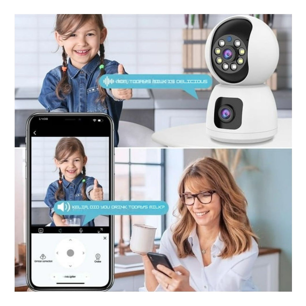 Cámara De Seguridad Doble Lente Ip Wifi Interior App Icsee Q10
