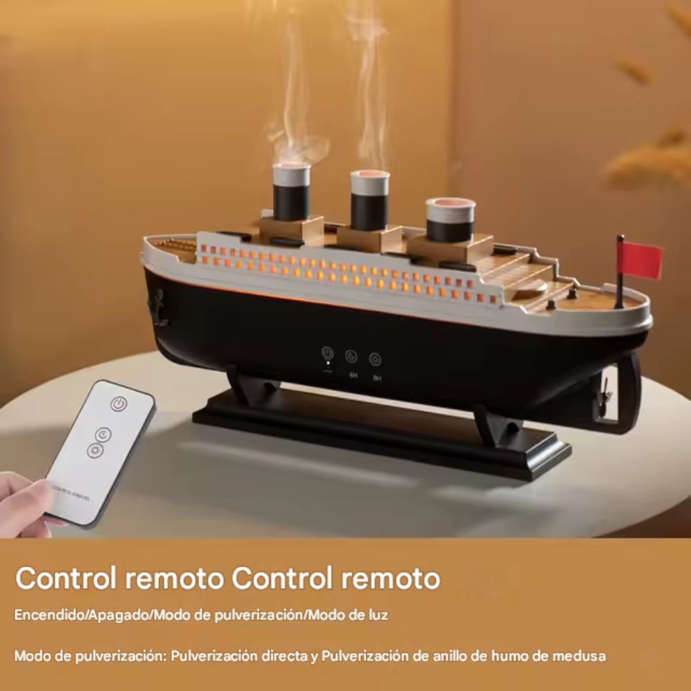Humidificador Barco Titanic Difusor Aromas Luces Led 250ml Negro