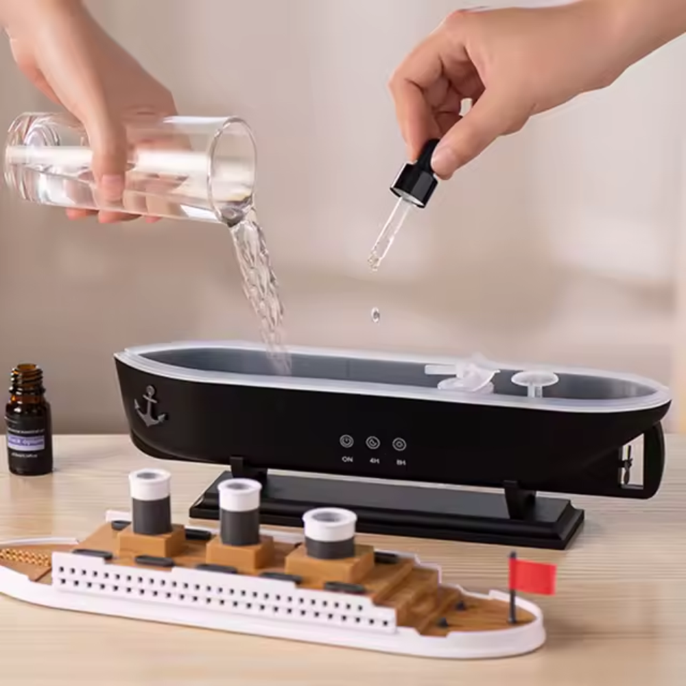 Humidificador Barco Titanic Difusor Aromas Luces Led 250ml Negro