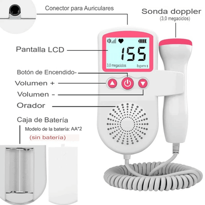 Doppler Fetal Ultrasonido Monitor De Latidos Prenatal Bebe