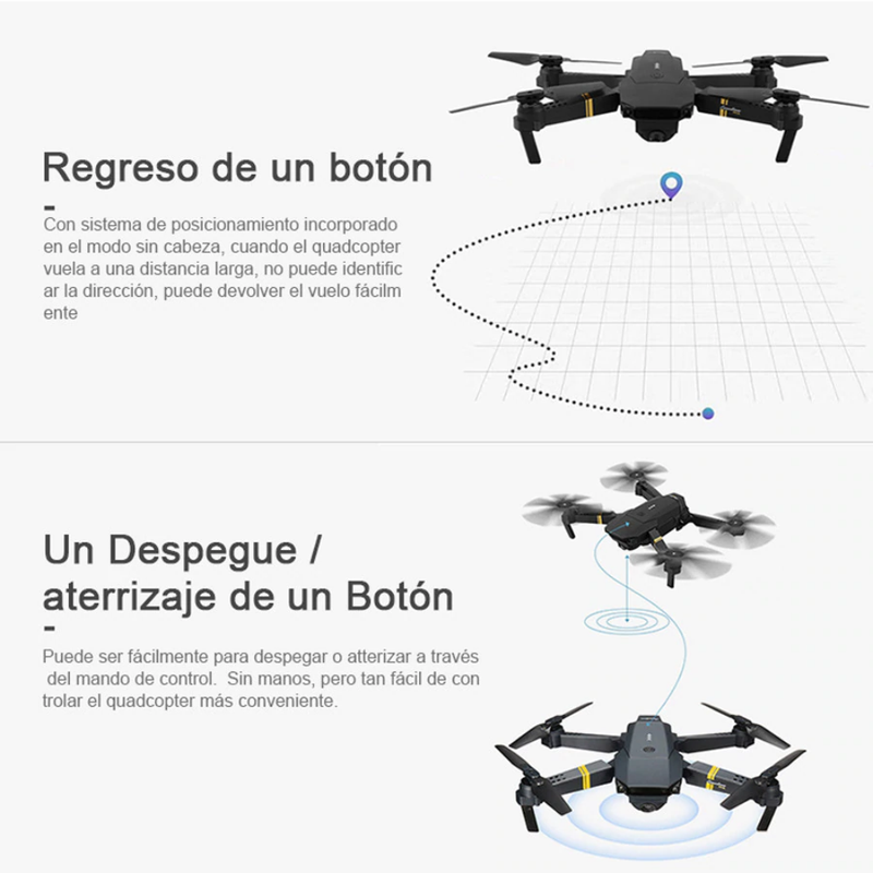 Drone Plegable Con Cámara Wifi 2.4g Fpv Control Altura E88 PRO