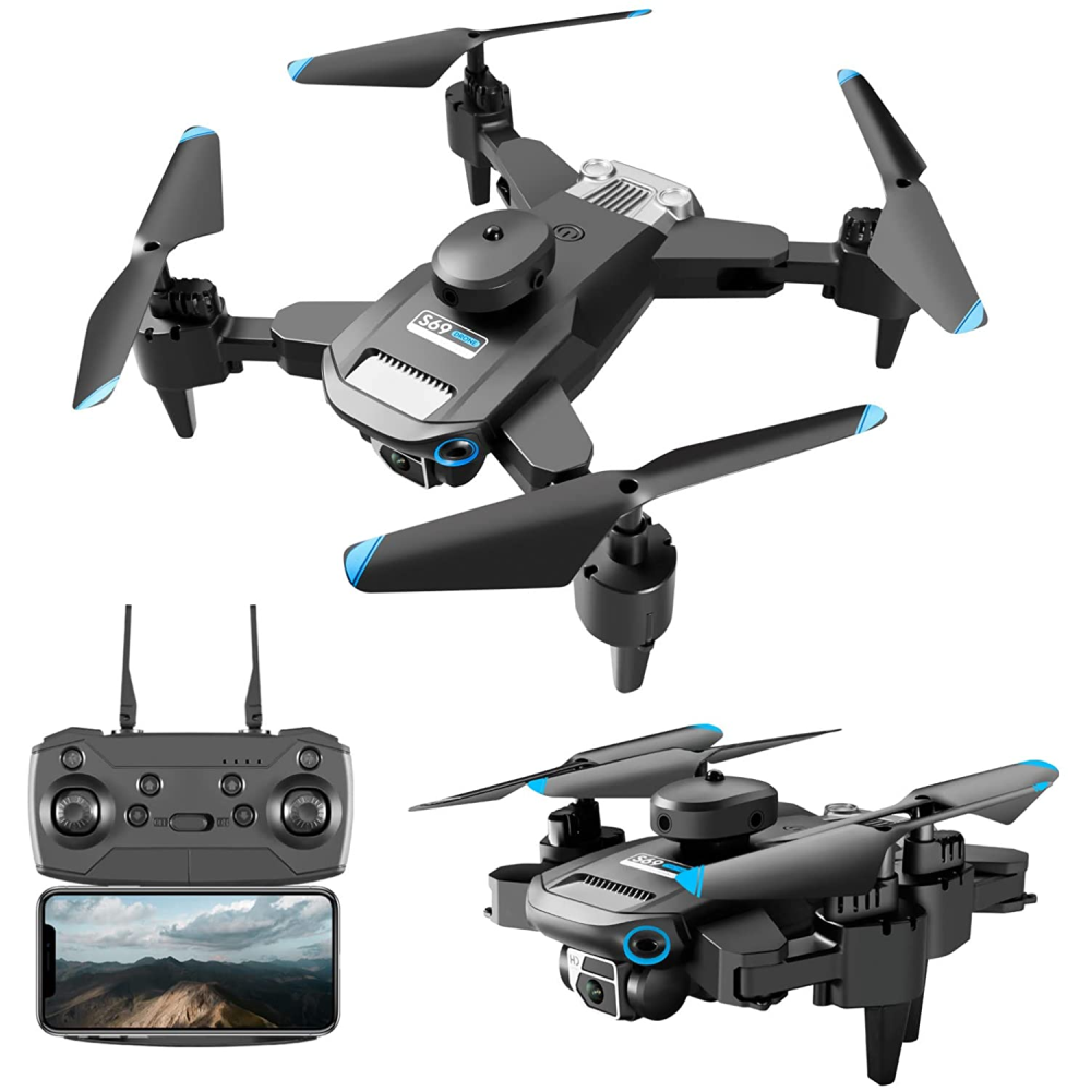  Dron de 2.4 GHz con doble cámara 4K HD WiFi FPV juguetes de  control remoto - Luz LED, modo sin cabeza, modo de retención de altitud,  360 °, vuelo de trayectoria