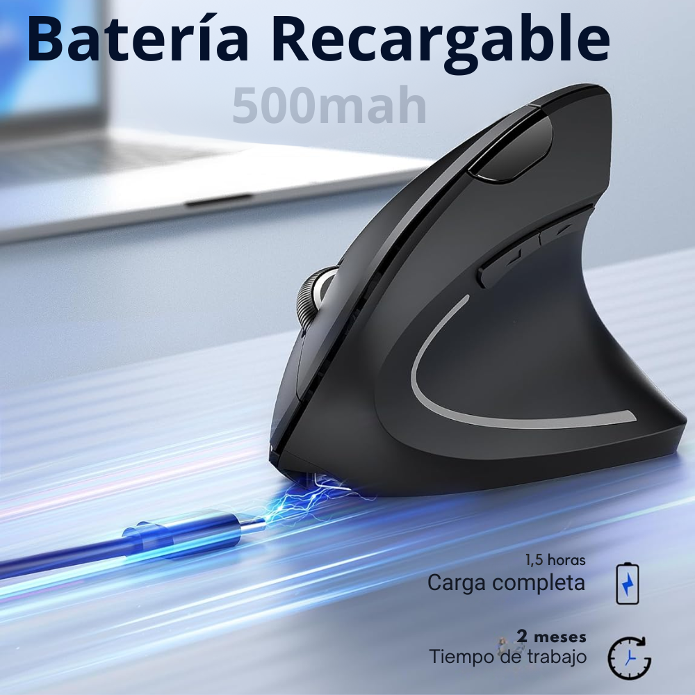 Mouse Ergonomico Vertical Inalambrico 2.4g Recargable Usb