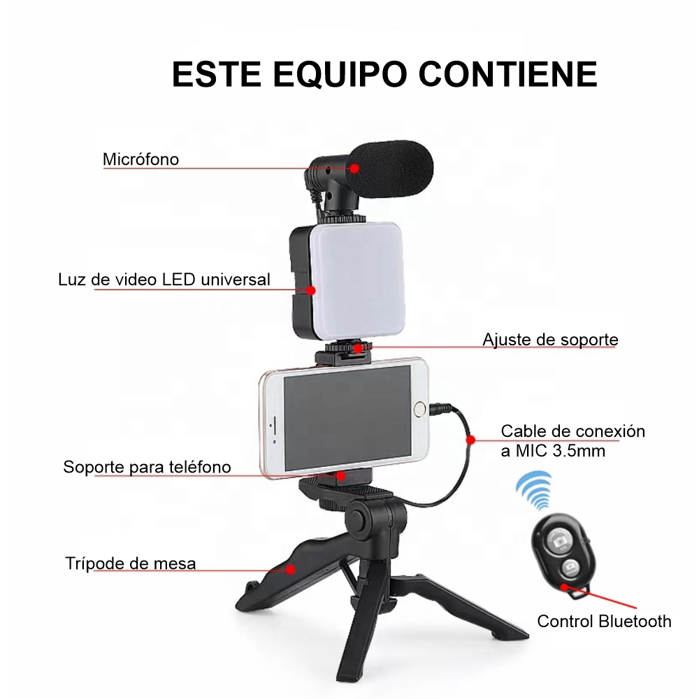 Estabilizador de vídeo para telefono movil Luces Microfono GENERICO