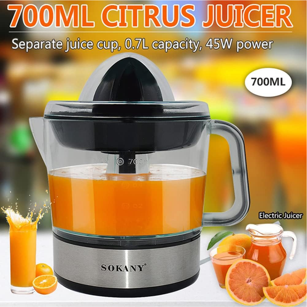 Exprimidor Electrico De Naranjas Sokany 700ml Capacidad 45w Negro 110v