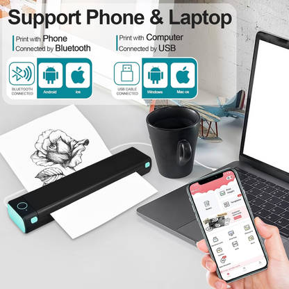 Combo Impresora Termica Portátil M08f Inalambrica + Resma A4