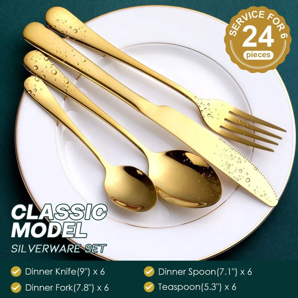 Juego De Cubiertos 24 Pcs 6 Puestos Acero Inoxidable 18/10