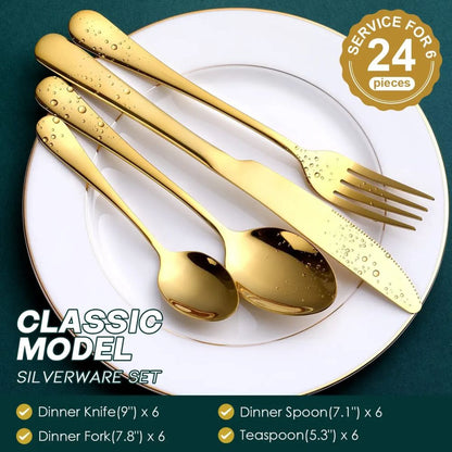 Juego De Cubiertos 24 Pcs 6 Puestos Acero Inoxidable 18/10
