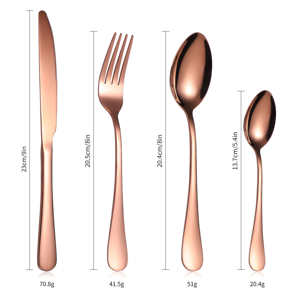 Tenedores de cena de oro rosa, solo tenedores de cubiertos de acero  inoxidable, tenedores de cocina para el hogar, juego de tenedores modernos  de 16