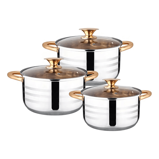Juego De Ollas Acero Quirurgico Duo Le Bao 6pcs Tapa Vidrio