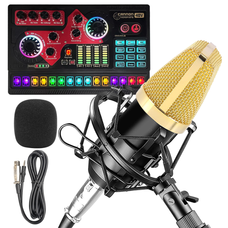 Microfono Condensador Q-MIC3 + Tarjeta De Sonido Phantom 48V