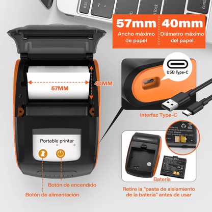 Mini Impresora Termica Portátil Recibos 58mm Bluetooth Pt210