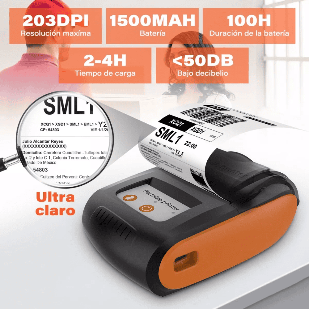 Mini Impresora Termica Portátil Recibos 58mm Bluetooth Pt210