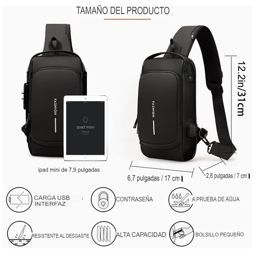 Puerto Usb Morral Antirrobo Bolso Mochila Morral Antirrobo Con