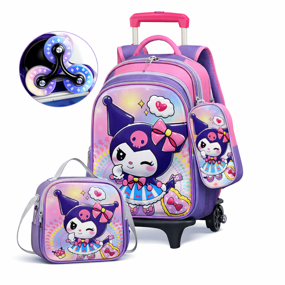 Mochila Escolar Infantil 3 En 1 Morral 3D Alto Relieve Con Ruedas