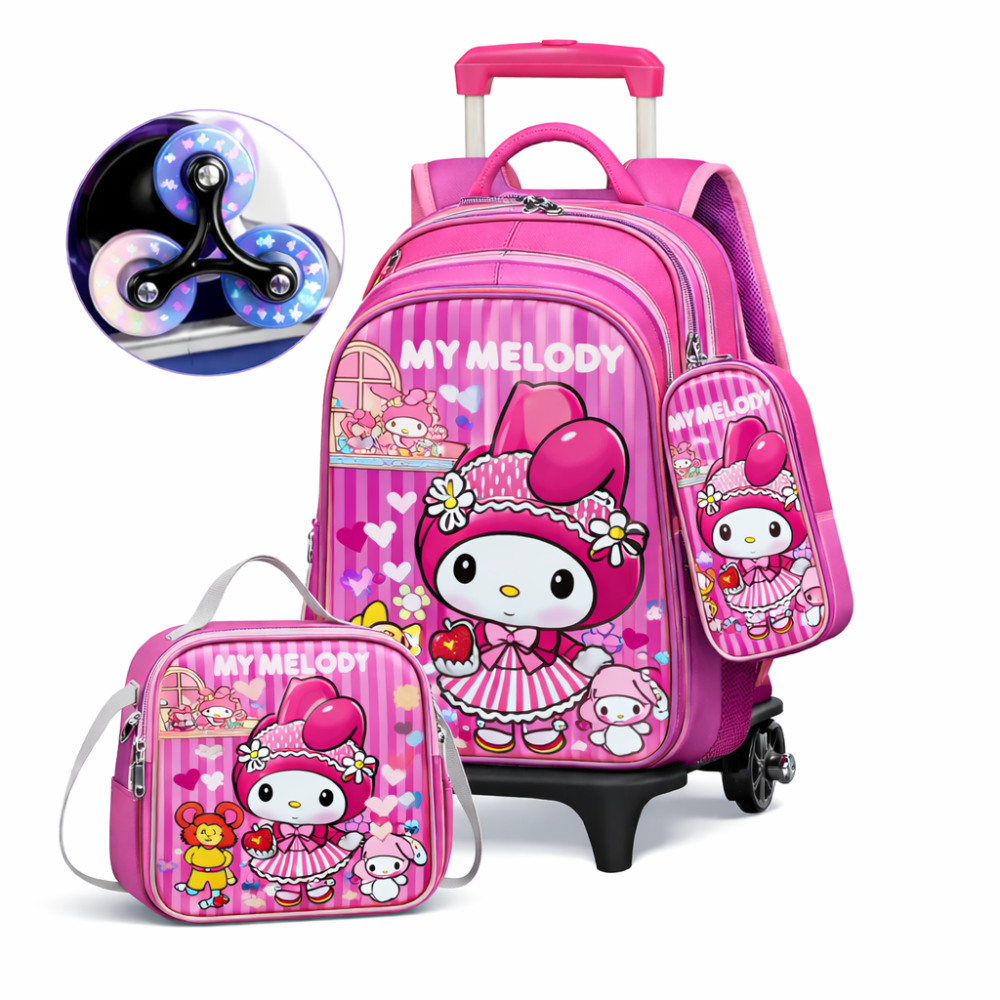 Mochila Escolar Infantil 3 En 1 Morral 3D Alto Relieve Con Ruedas