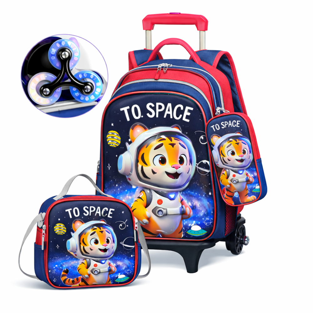 Mochila Escolar Infantil 3 En 1 Morral 3D Alto Relieve Con Ruedas