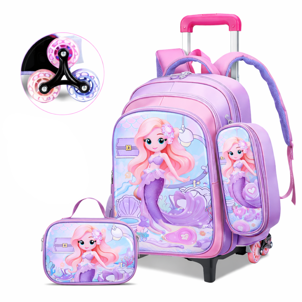 Mochila Escolar Infantil 3 En 1 Morral 3D Alto Relieve Con Ruedas