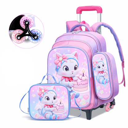 Mochila Escolar Infantil 3 En 1 Morral 3D Alto Relieve Con Ruedas