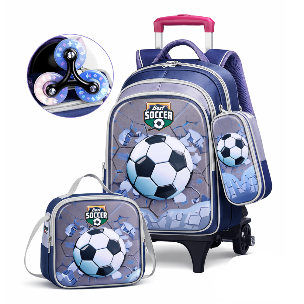 Mochila Escolar Infantil 3 En 1 Morral 3D Alto Relieve Con Ruedas