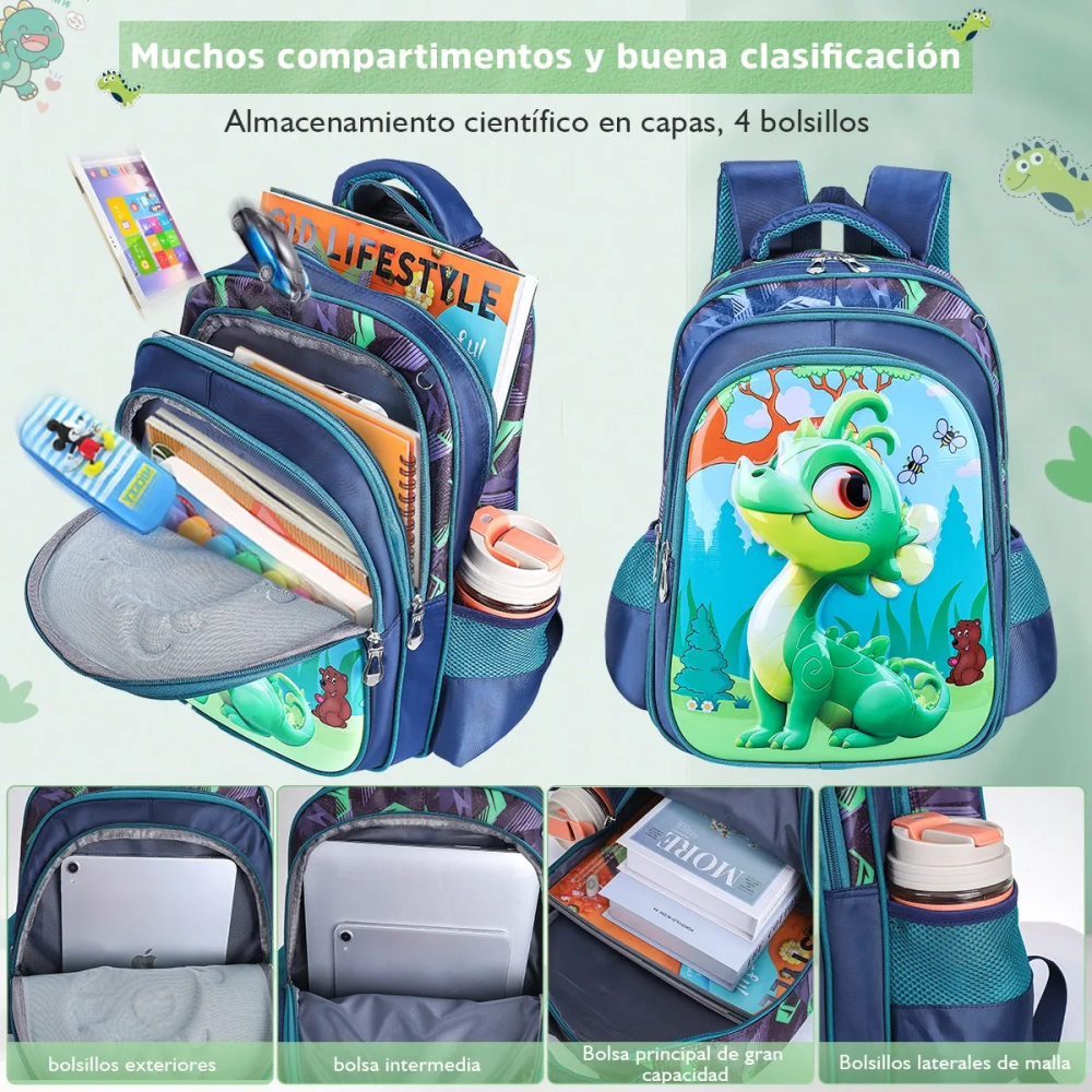 Mochila Escolar Infantil 3 En 1 Morral 3D Alto Relieve Con Ruedas