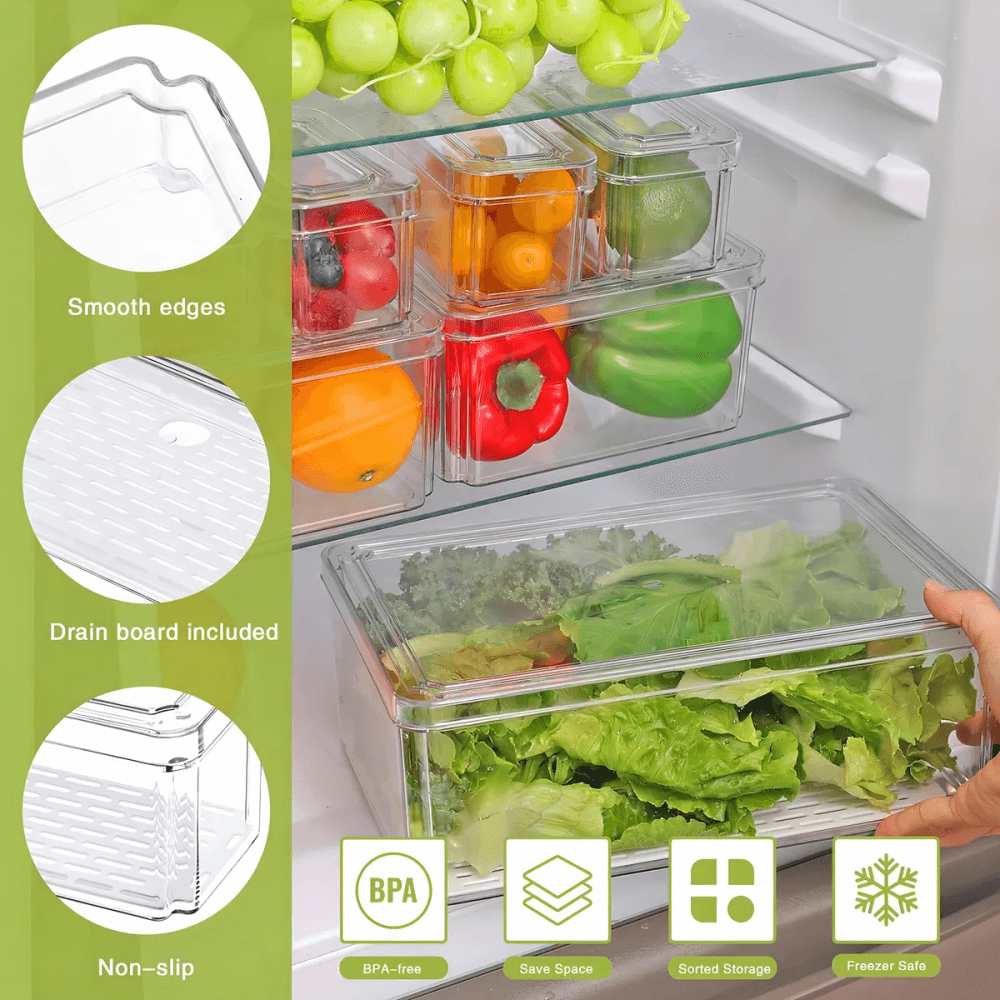 Organizador Nevera Cocina Fruta Set 7 Contenedores Apilables
