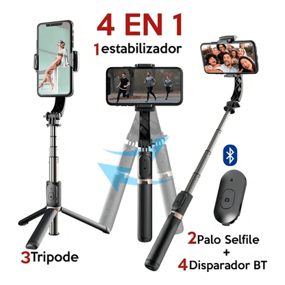 Gimbal Estabilizador Palo Selfie Trípode Bluetooth 4en1 Q08