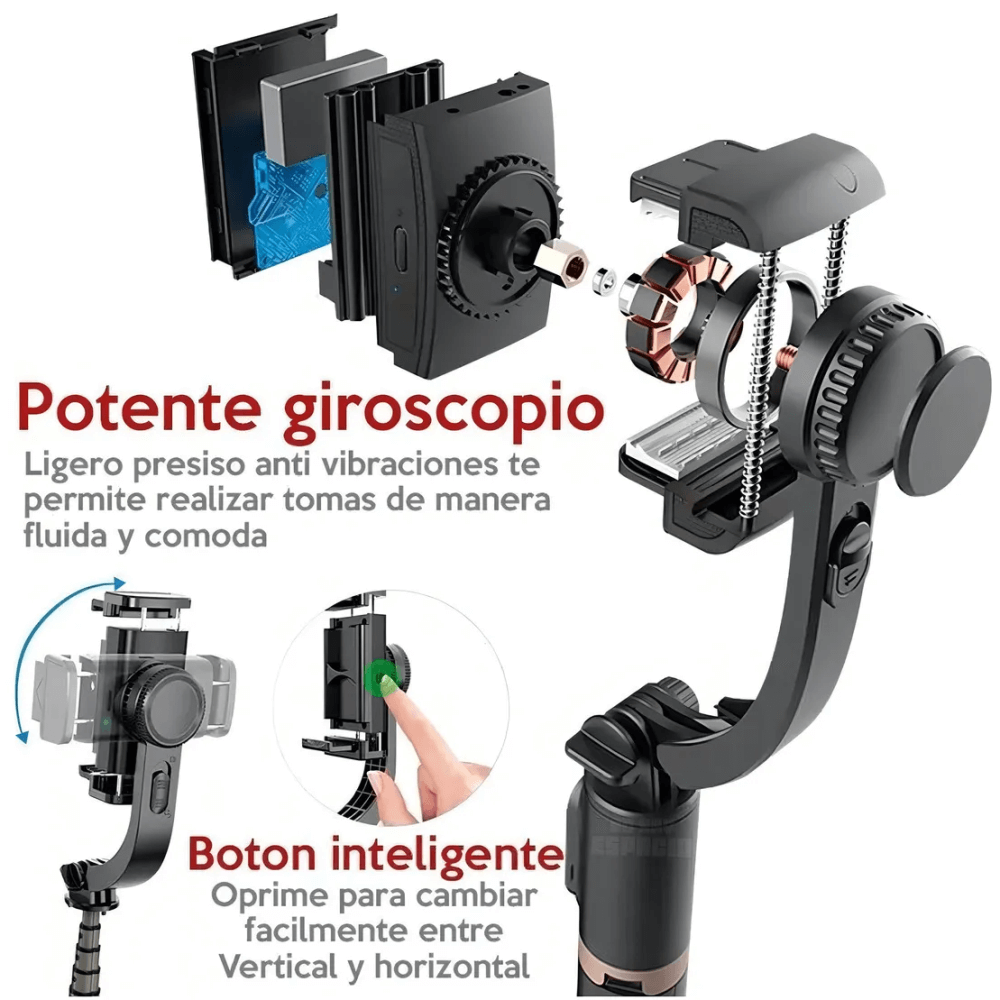 Gimbal Estabilizador Palo Selfie Trípode Bluetooth 4en1 Q08