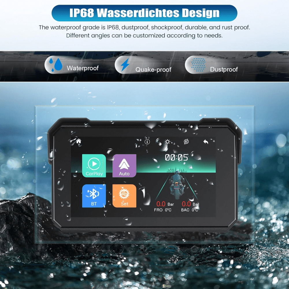 Pantalla Para Motos Gps 5inch Ips Auto Carplay Buetooth Ip68