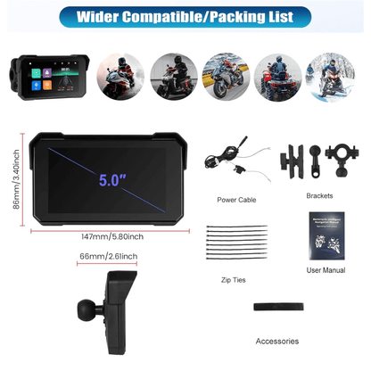 Pantalla Para Motos Gps 5inch Ips Auto Carplay Buetooth Ip68