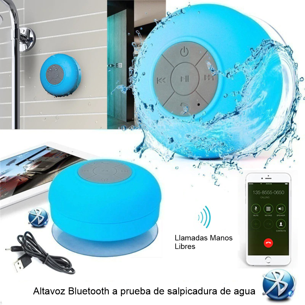 Parlante Ducha Bluetooth Altavoz Prueba Agua Usb ContestadorSuccion Bl
