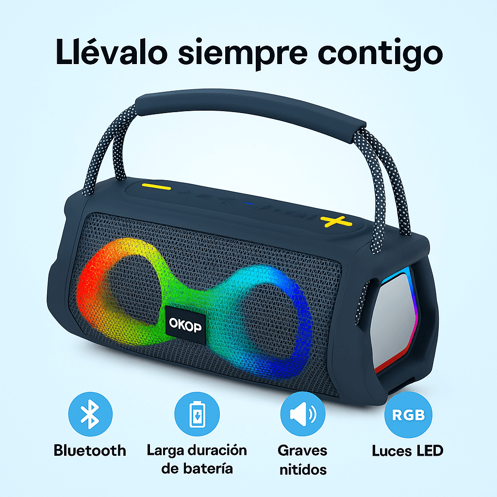 Parlante Recargable Altavoz Bluetooth Speaker Rgb Okop Kp812
