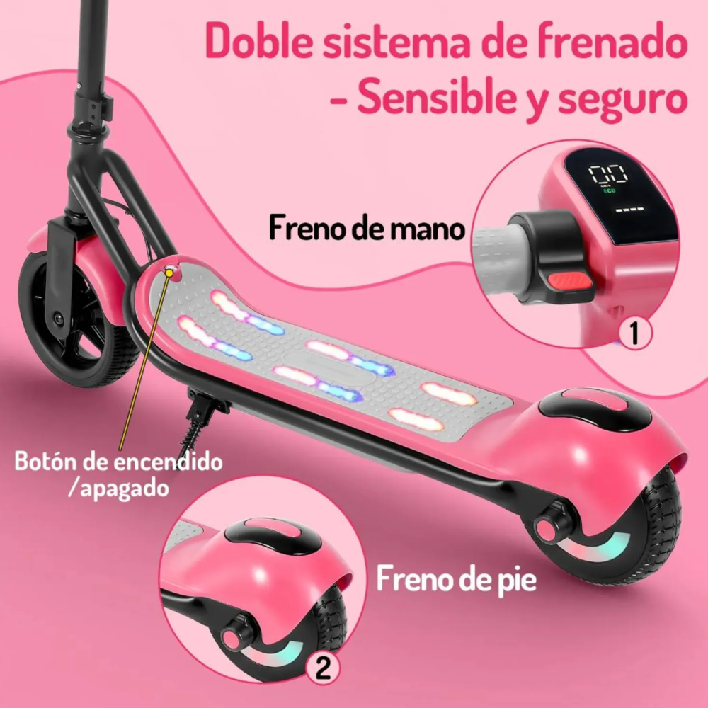 Patineta Scooter Electrica Niños 6-12 años Luz Bluetooth E7