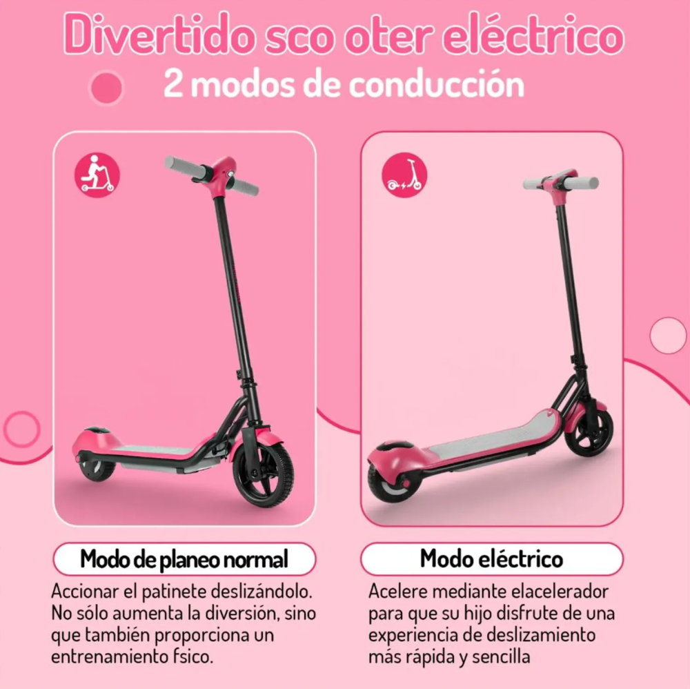 Patineta Scooter Electrica Niños 6-12 años Luz Bluetooth E7