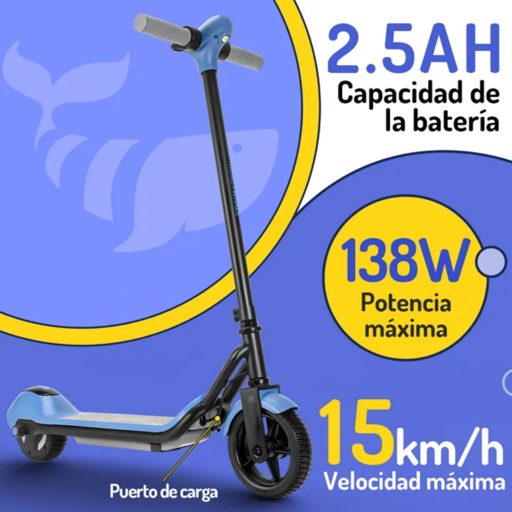 Patineta Scooter Electrica Niños 6-12 años Luz Bluetooth E7